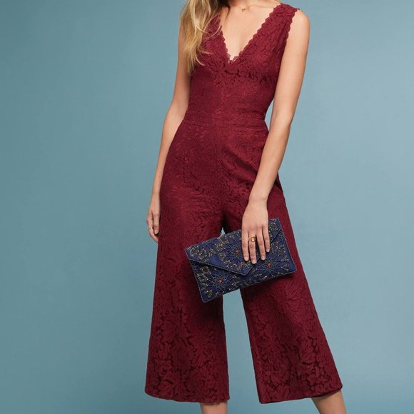NWT Anthro Greylin Farrah Cropped Lace Jumpsuit XS